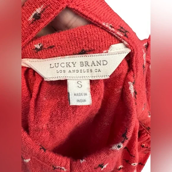 ❤️ GUC LUCKY BRAND Red Floral Off-Shoulder Criss Cross Top | Women’s Size Small - Picture 8 of 13
